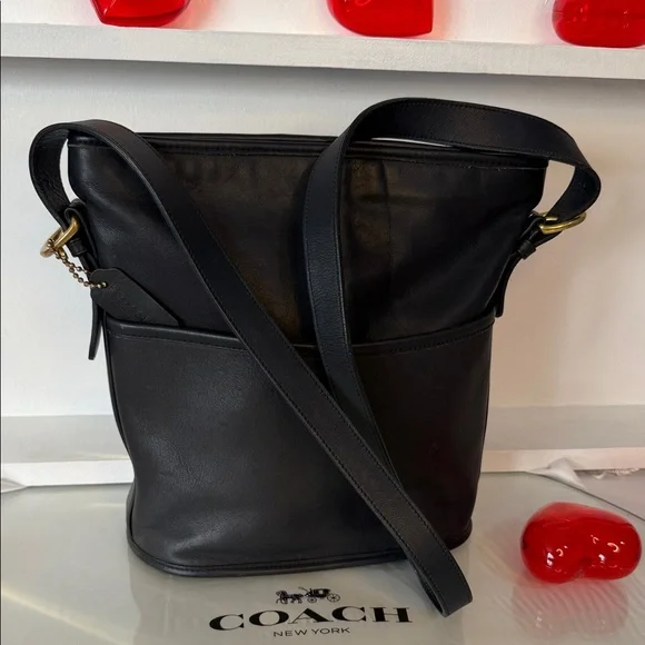 Coach Vintage 4153 Black Leather Messenger Bag❤️❤️❤️🎀 - Picture 7 of 15